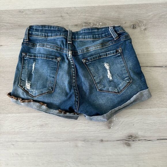 KanCan Distressed Denim Shorts Indigo 5/26 EUC - Picture 2 of 2